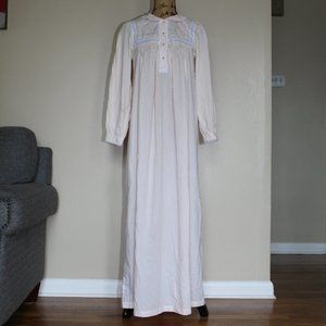 Vintage Barbizon Peach Embroidered Lace Long Sleeve Long Nightgown Women's Small